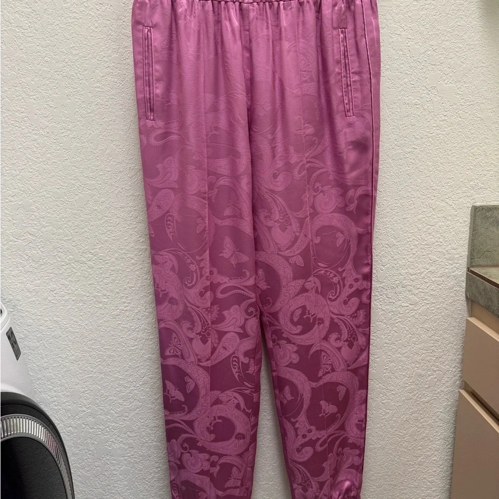 Fleur Du Mal Pajama Track Pant in Azalea Paisley Jacquard Elastic Waist‎ Size M - Picture 5 of 15
